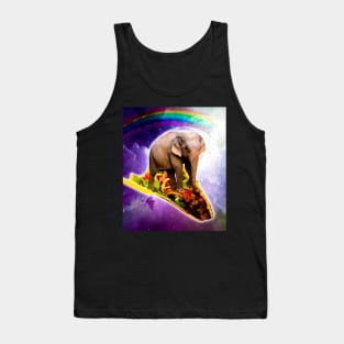 Elephant Riding Taco In Space With Rainbow Tank Top